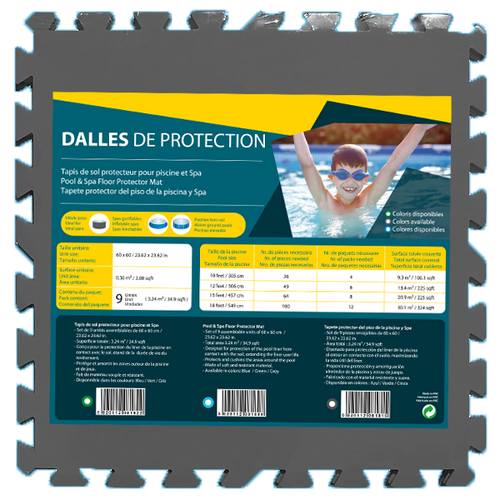 Protector suelo goma estandar gris 3,24m² 0,60x0,60x0,08 m (x9)