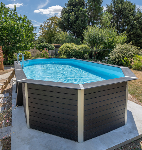 Piscina composite ovalada Monceau 6.30x3.70x1.20 m + iluminación