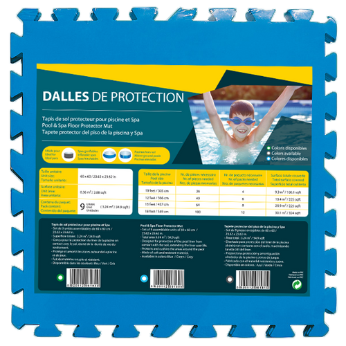 Protector suelo goma estandar azul 3,24m² 0,60x0,60x0,08 m (x9)