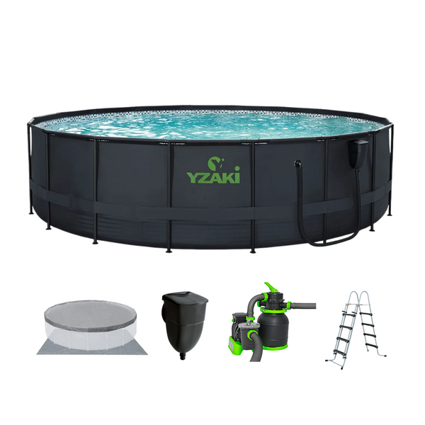 Kit Piscina tubular Yzaki redonda ø5.49x1.32m + skimmer + depuradora de arena