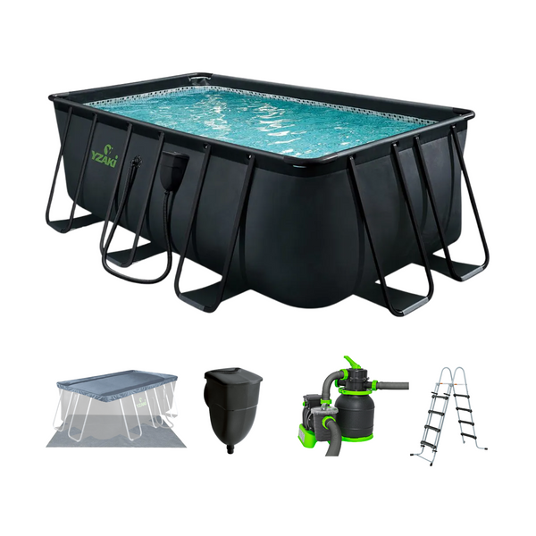 Kit Piscina tubular Yzaki rectangular 4.00mx2.00mx1.22 cm + skimmer + depuradora de arena