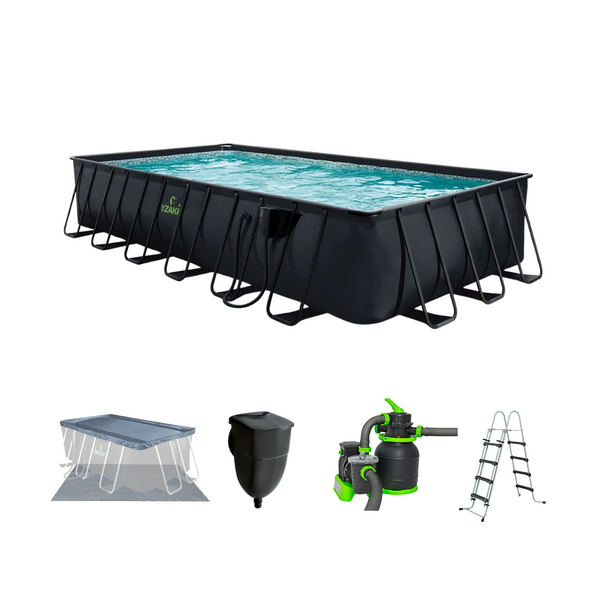 Kit piscina tubular Yzaki rectangular 7.32mx3.66mx1.32m + skimmer + depuradora de arena
