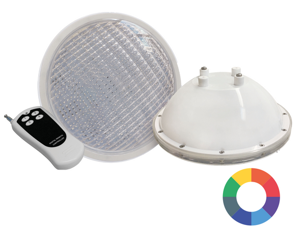 Bombilla LED de colores PAR56 17W + mando para foco piscina con nicho
