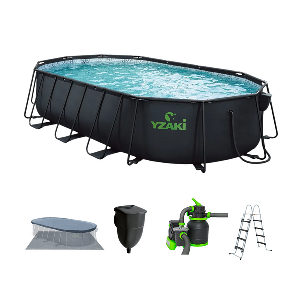 Kit Piscina tubular Yzaki ovalada 6.10x3.66x1.22m + skimmer + depuradora de arena